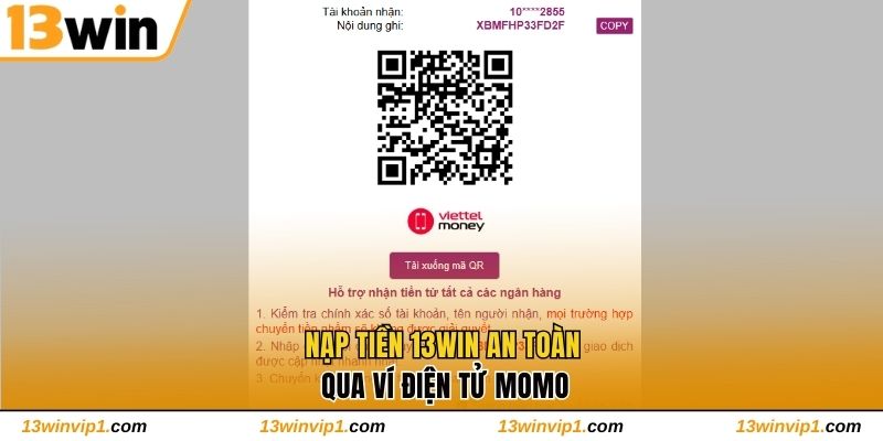 Nạp tiền 13WIN an toàn qua ví điện tử momo